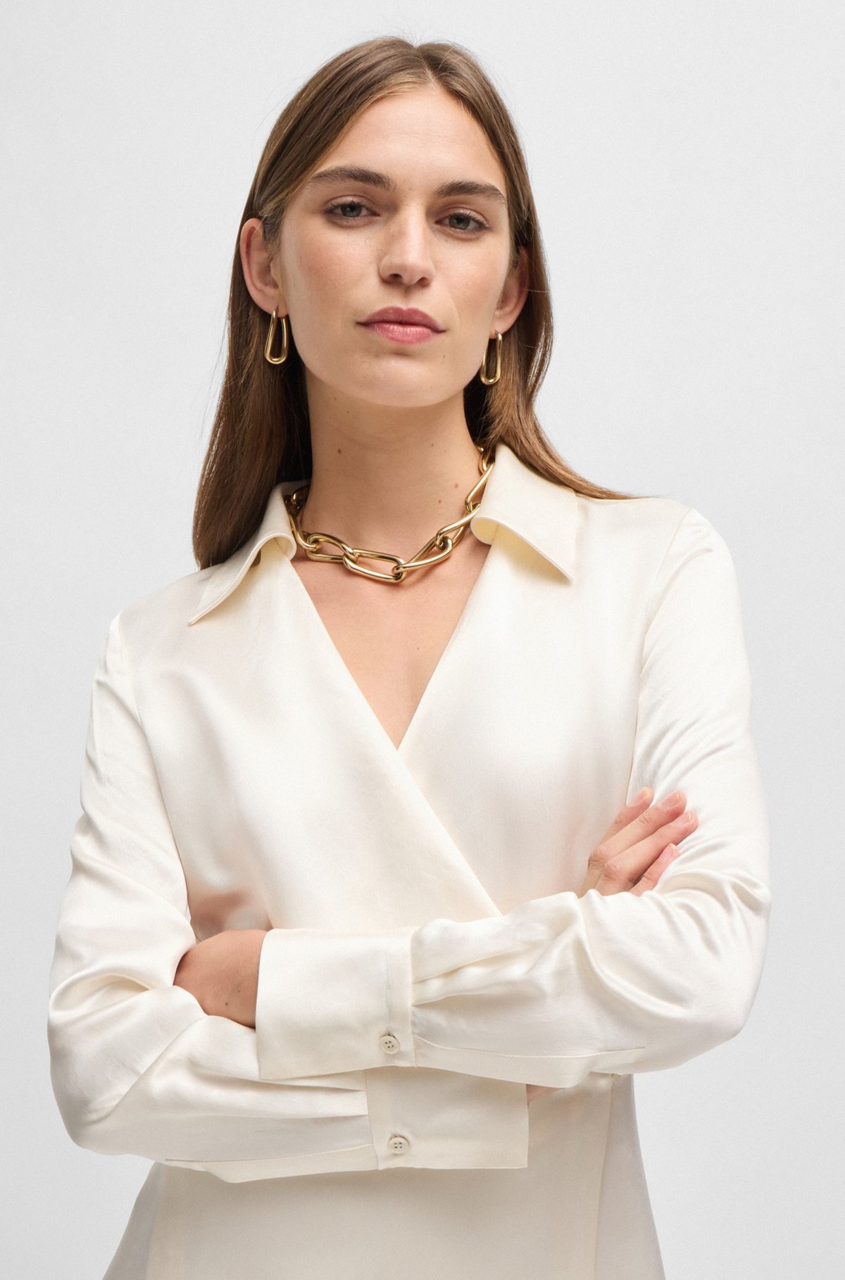 WRAP-FRONT DRESS WITH COLLAR - 5