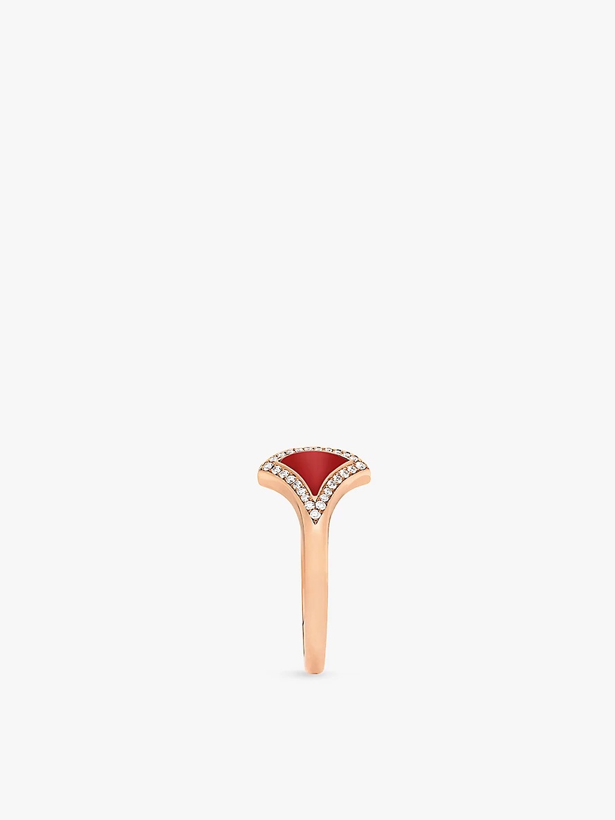 Divas' Dream 18ct rose-gold, carnelian and 0.17ct round brilliant-cut diamond ring - 3