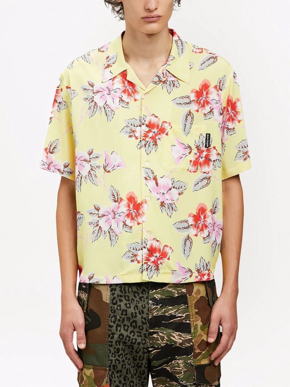 hibiscus floral print bowling shirt - 3