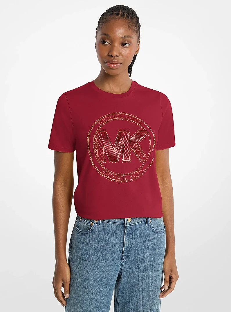 Studded Logo Charm Organic Cotton Jersey T-Shirt - 1