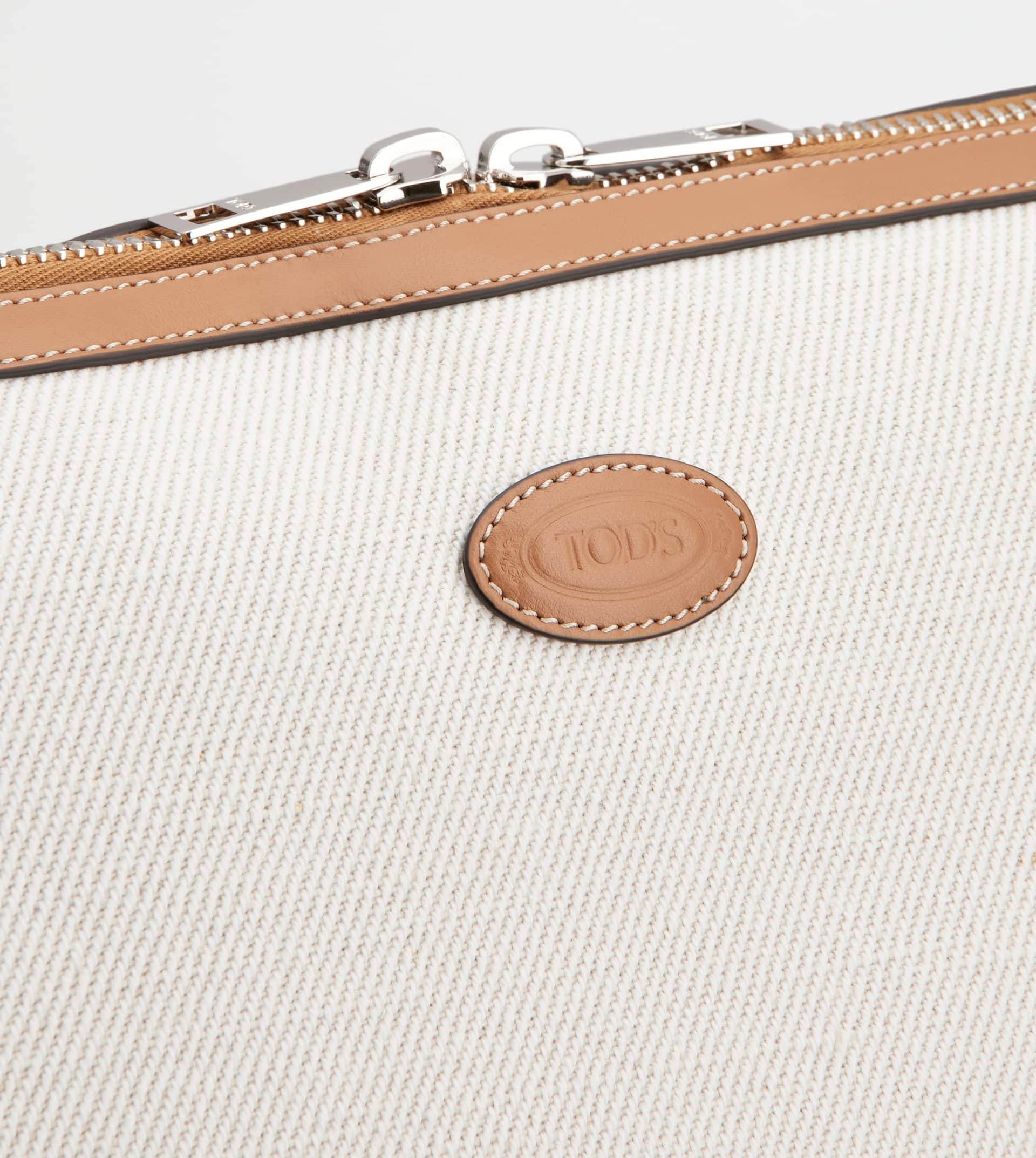 TOD'S DI BAG SWING IN CANVAS E LEATHER MEDIUM - WHITE, BROWN - 5