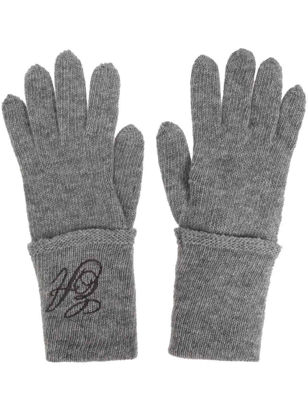 logo-embroidered gloves - 1