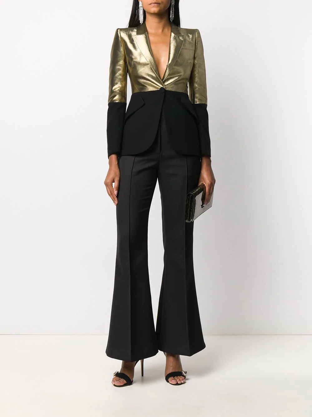 block tone gold and black blazer jacket - 2