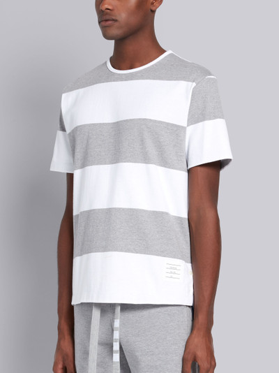 Thom Browne Pastel Grey Cotton Jersey Rugby Stripe Boxy Short Sleeve T-shirt outlook