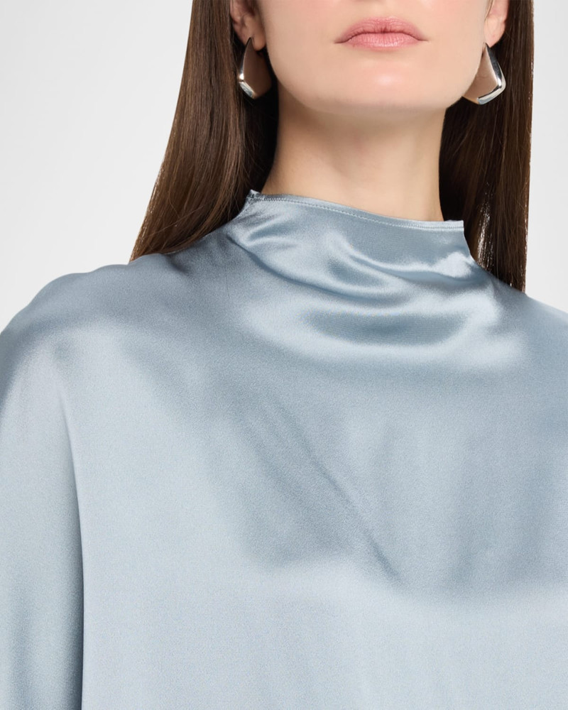 Fluid Mock-Neck Satin Cape Tee 5