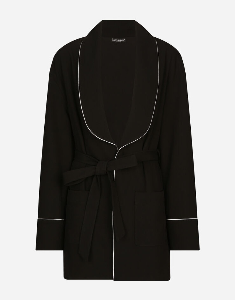 Woolen pajama shirt with belt - 1