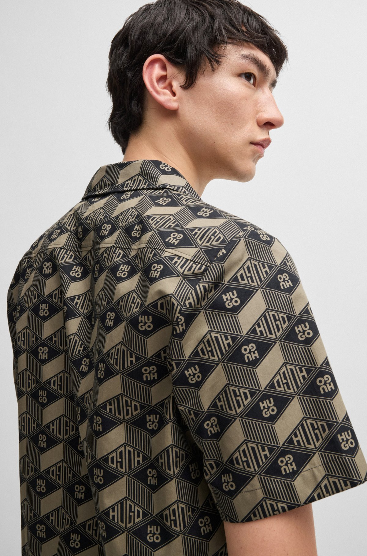 RELAXED-FIT SHIRT IN COTTON WITH GEOMETRIC-LOGO PRINT - 6