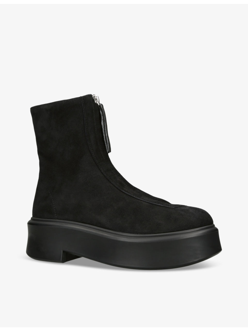 Zipped-front platform-sole suede ankle boots - 3