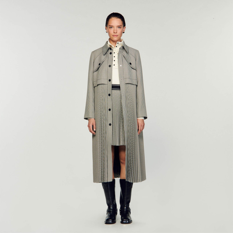 Sandro HOUNDSTOOTH TRENCH COAT outlook