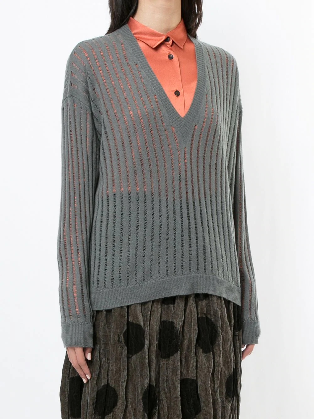 ladder stitch cashmere jumper - 3