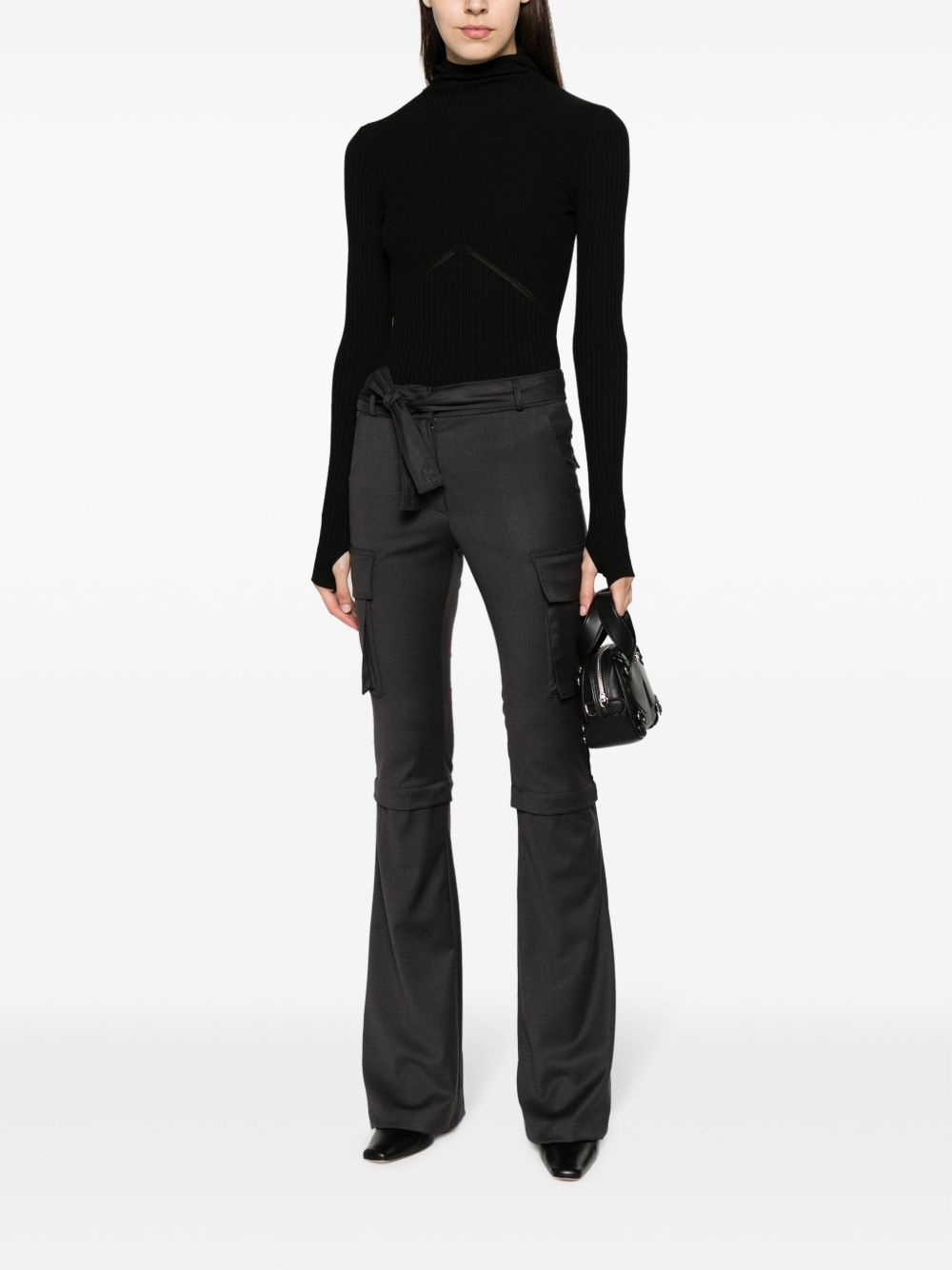 balaclava-hood ribbed jumper - 2