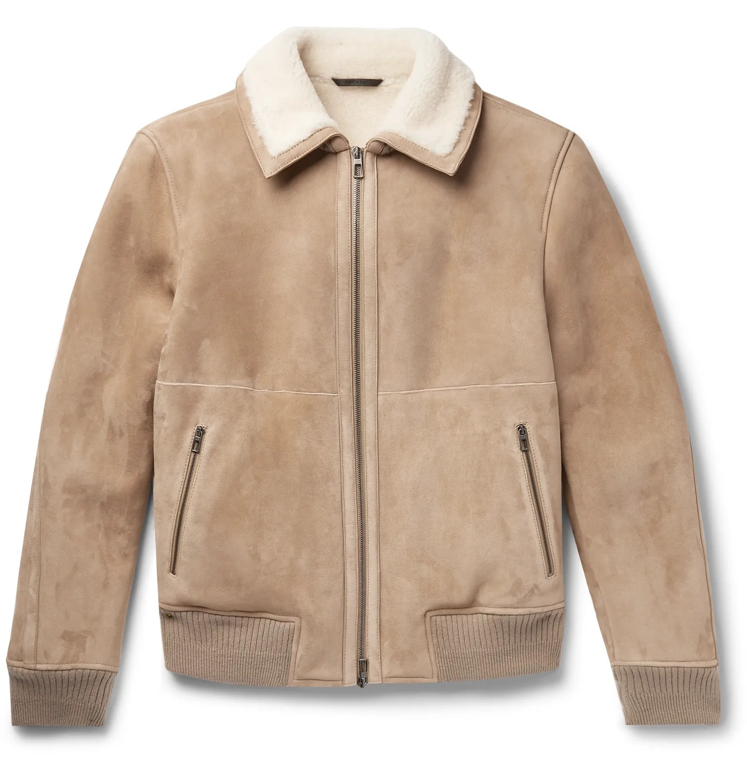 Cashmere-Trimmed Shearling Bomber Jacket - 1