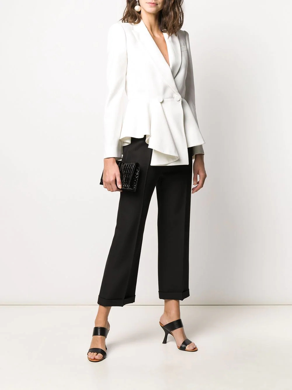 double-breasted draped peplum blazer - 2