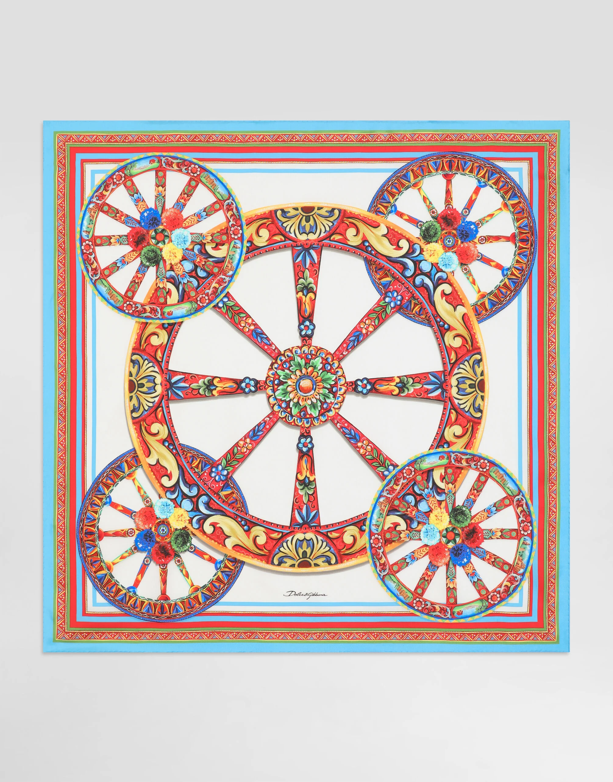 90x90 carretto-print silk twill scarf - 1
