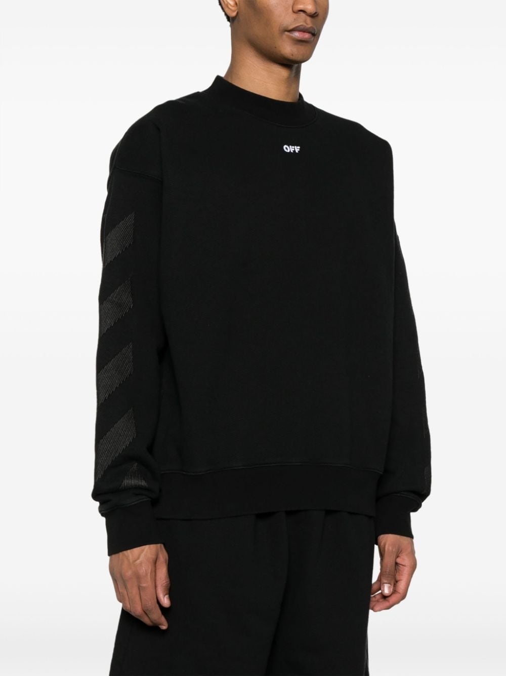Diag-stripe cotton sweatshirt - 4