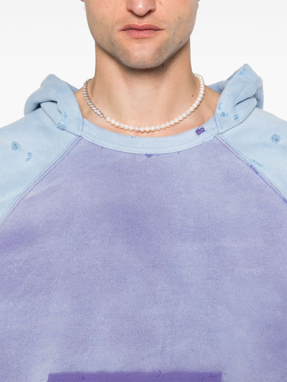 distressed cotton hoodie - 5