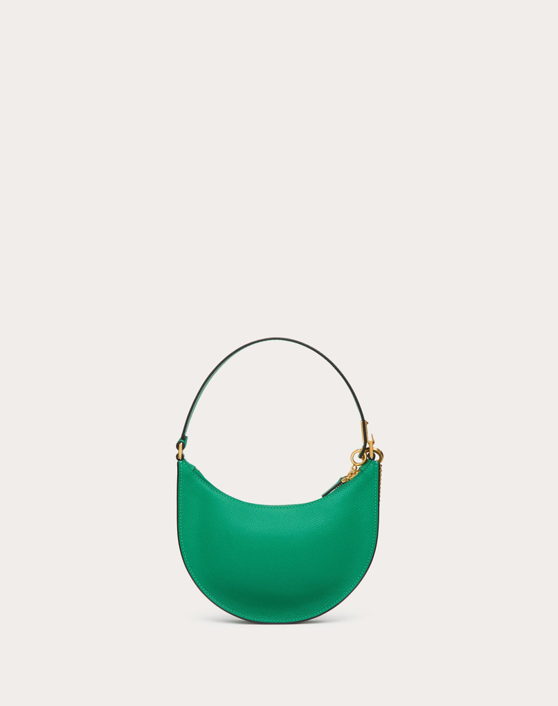 MINI VLOGO SIGNATURE GRAINY CALFSKIN HOBO BAG 4