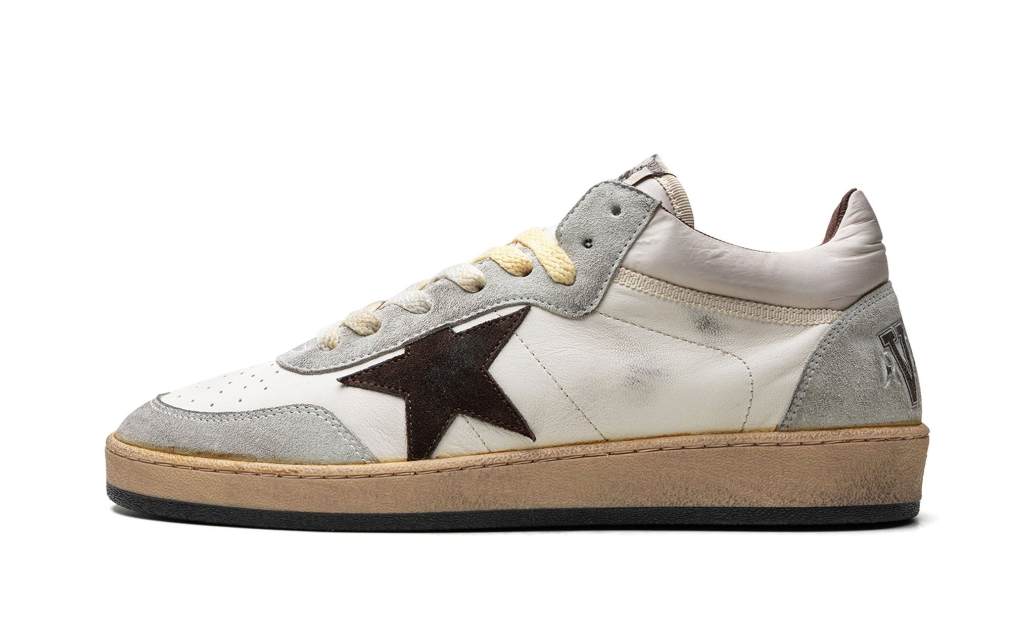 BALLSTAR MID NAPPA AND NYLON UPPER SUEDE TOE STAR AND SPUR "WHITE BEIGE ICE BROWN" - 1