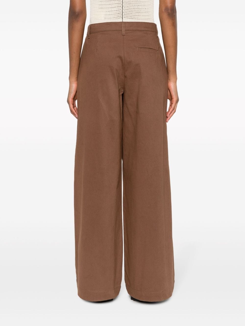 wide-leg cotton trousers - 4