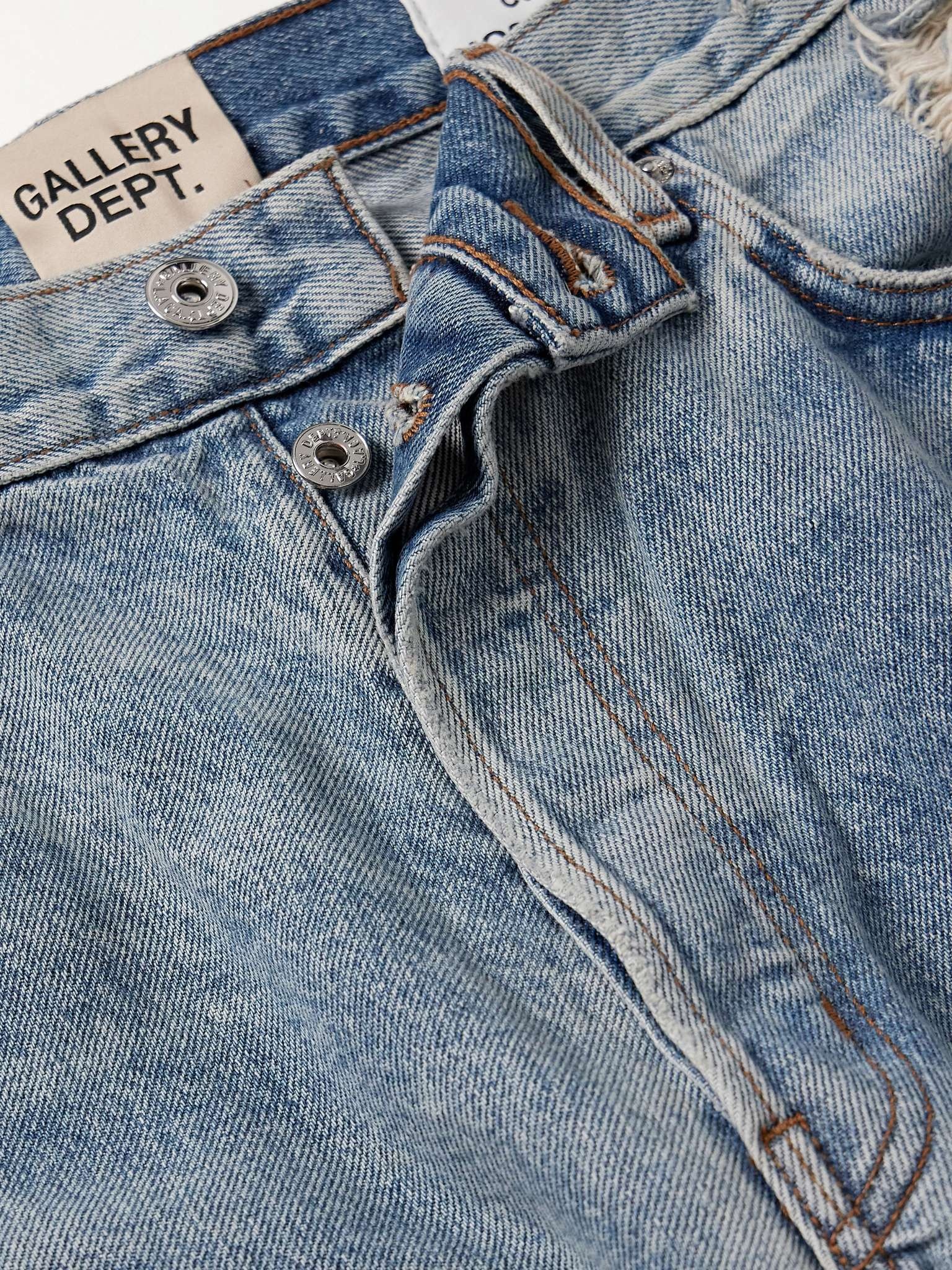 Cornell LA Slim-Fit Flared Distressed Leather-Panelled Jeans - 3