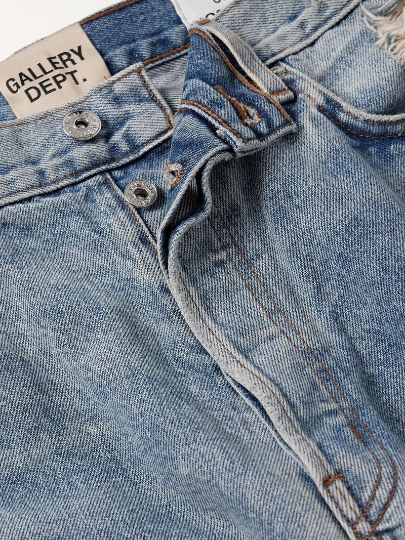 Cornell LA Slim-Fit Flared Distressed Leather-Panelled Jeans 3