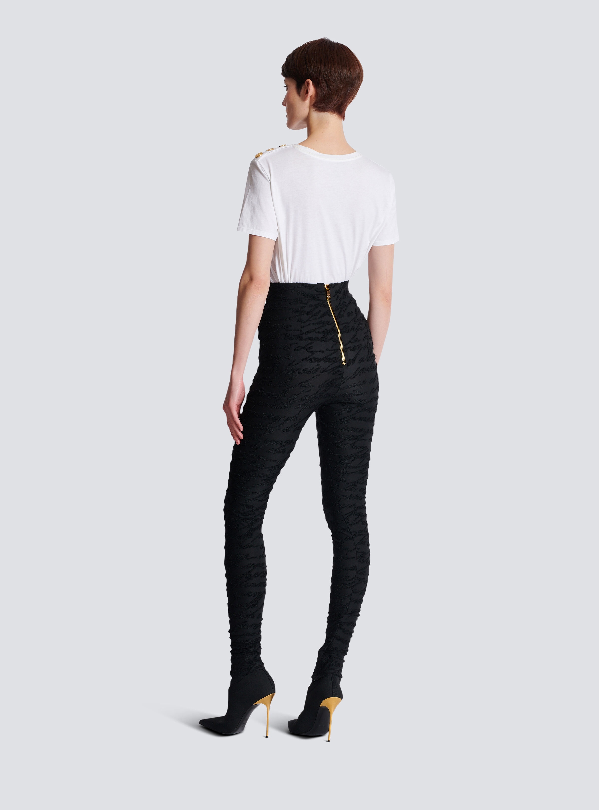 Jacquard knit leggings with "Love Letter" motif - 4