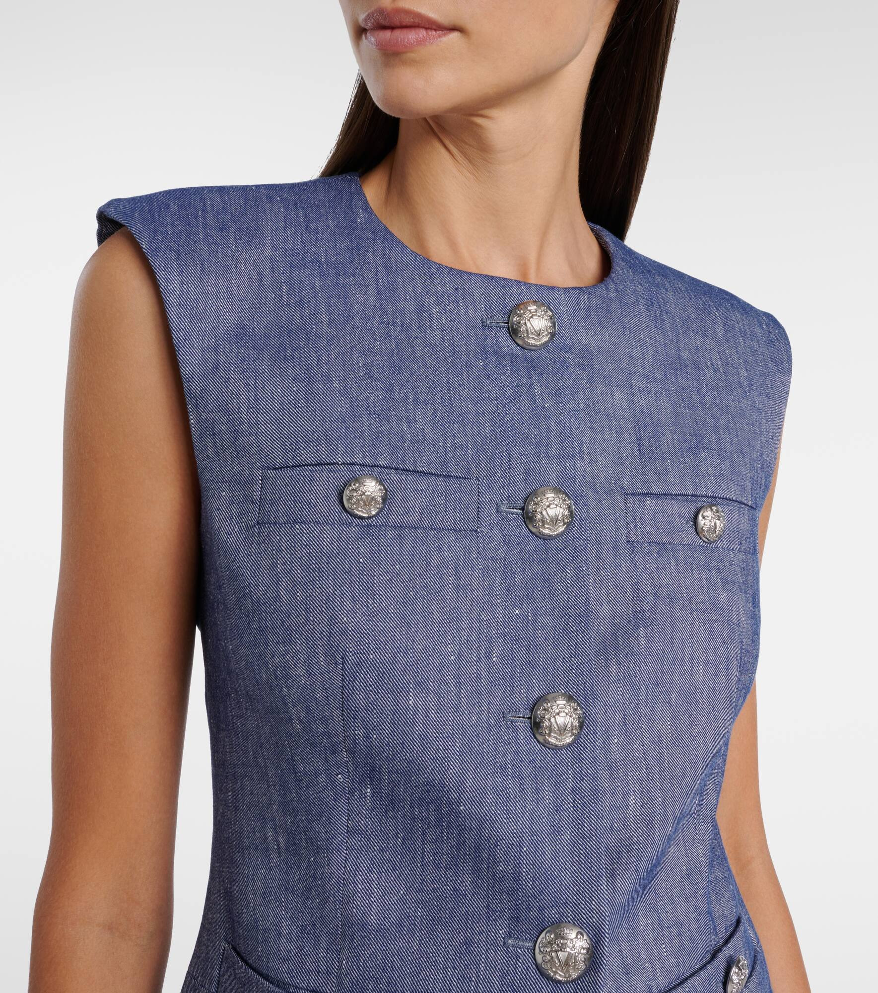 Tamara linen-blend vest - 4