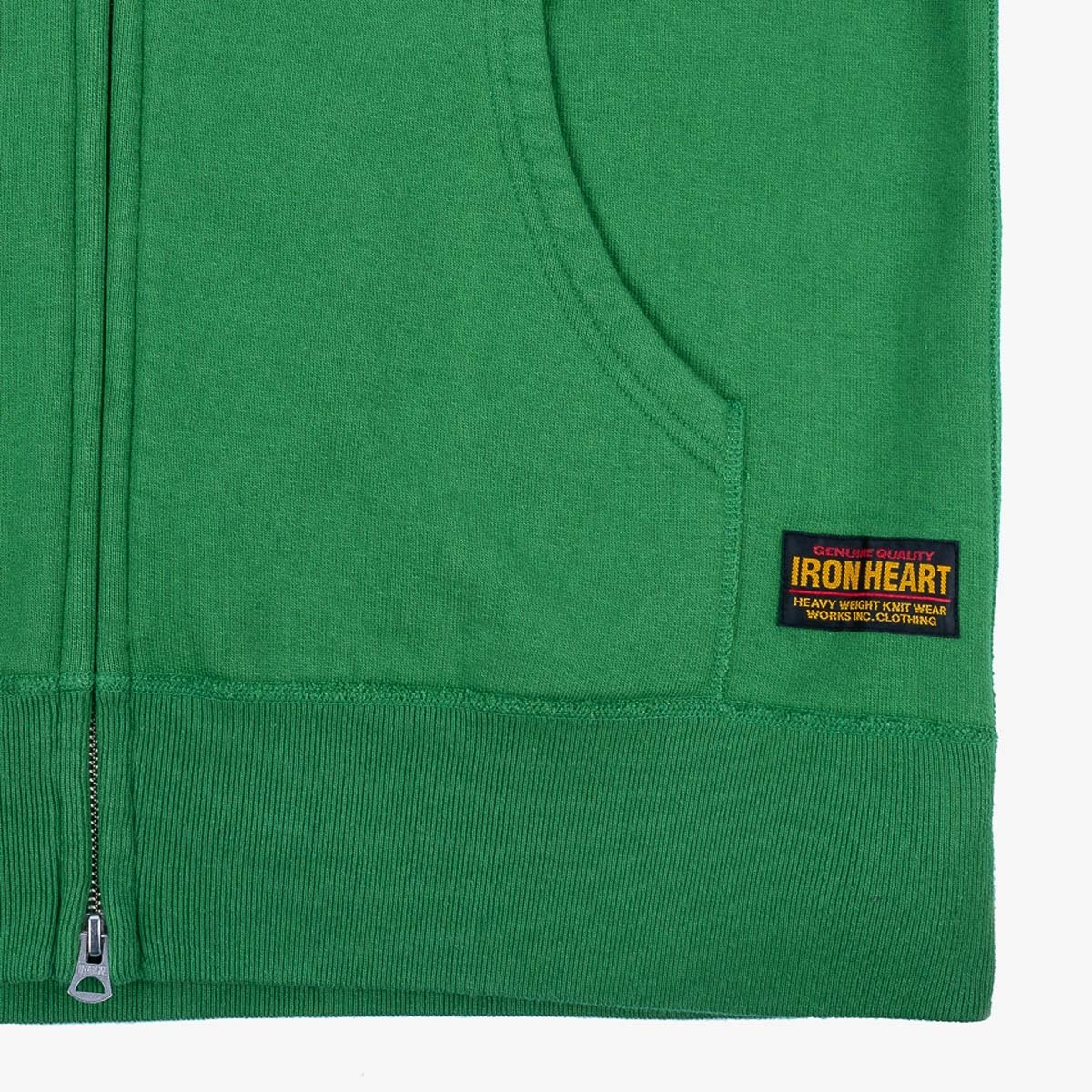 IHSW-76L-GRN Printed 14oz Ultra Heavyweight Loopwheel Cotton Zippered Hoodie - Green - 12