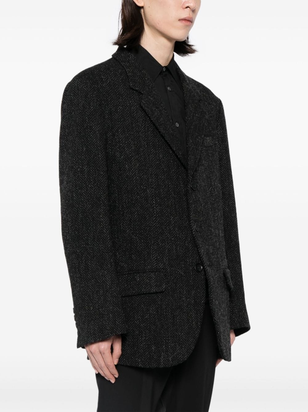notched-lapels contrasting-trim blazer - 3