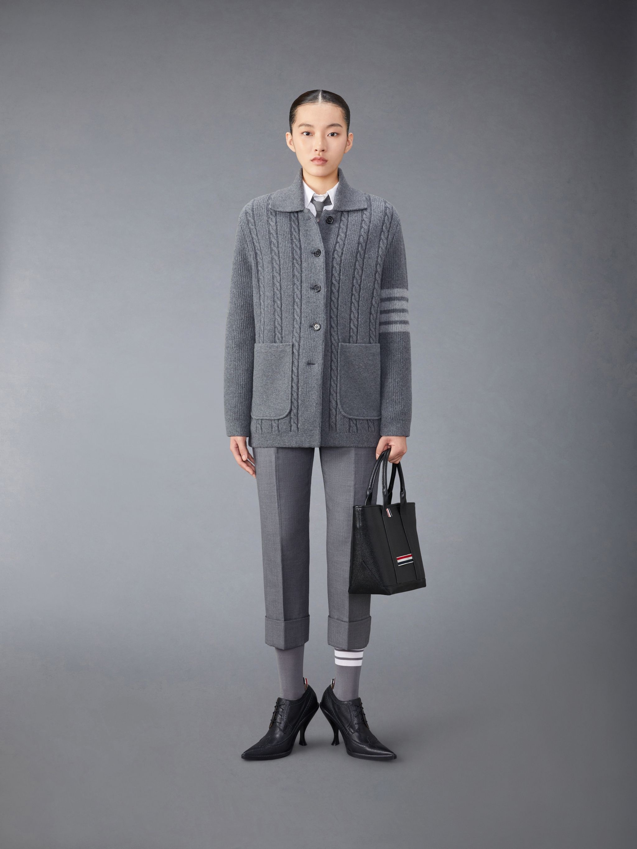 Merino Wool and Cotton 4-Bar Cable Overcoat - 3