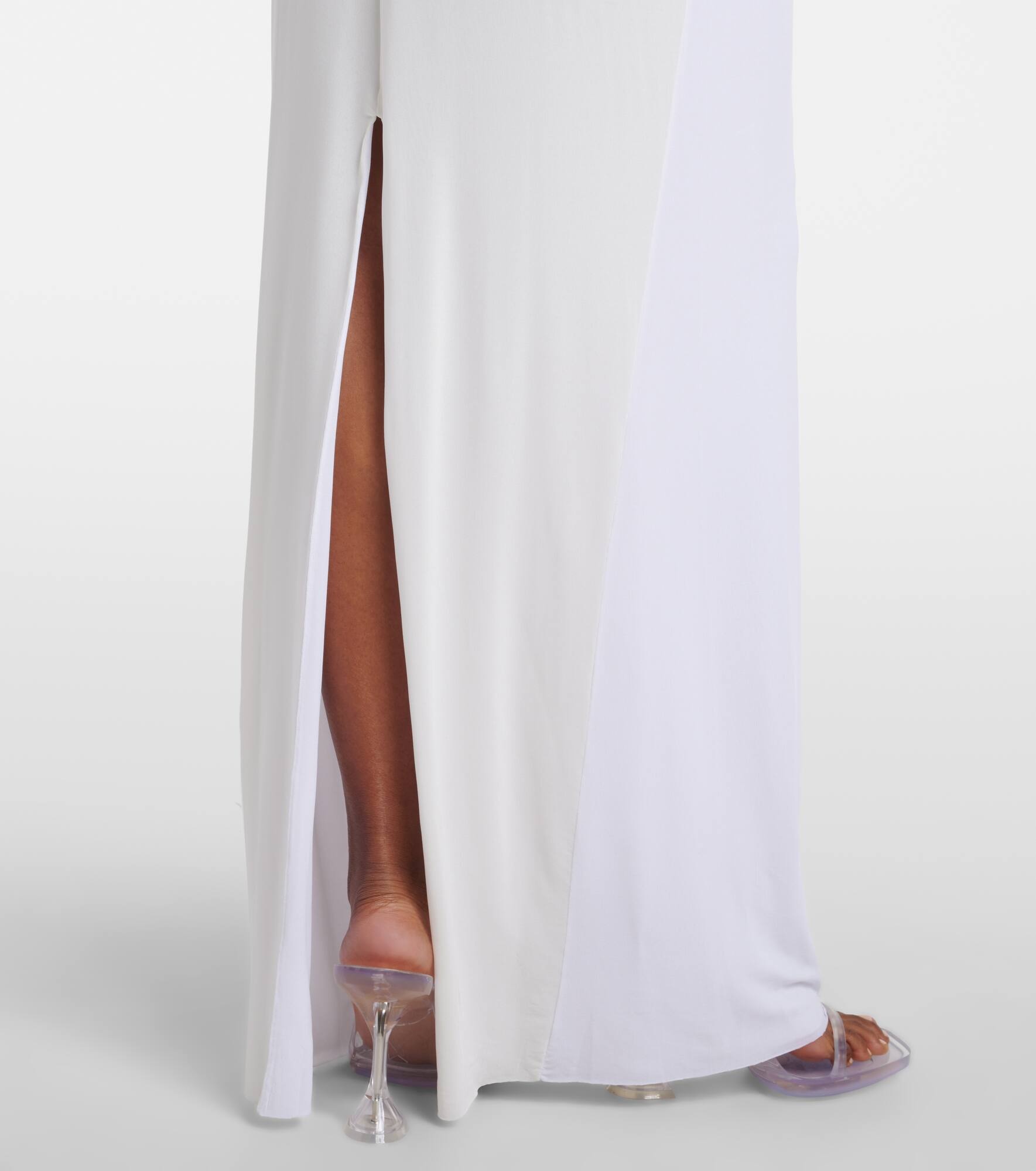Paneled semi-sheer tulle maxi dress - 5