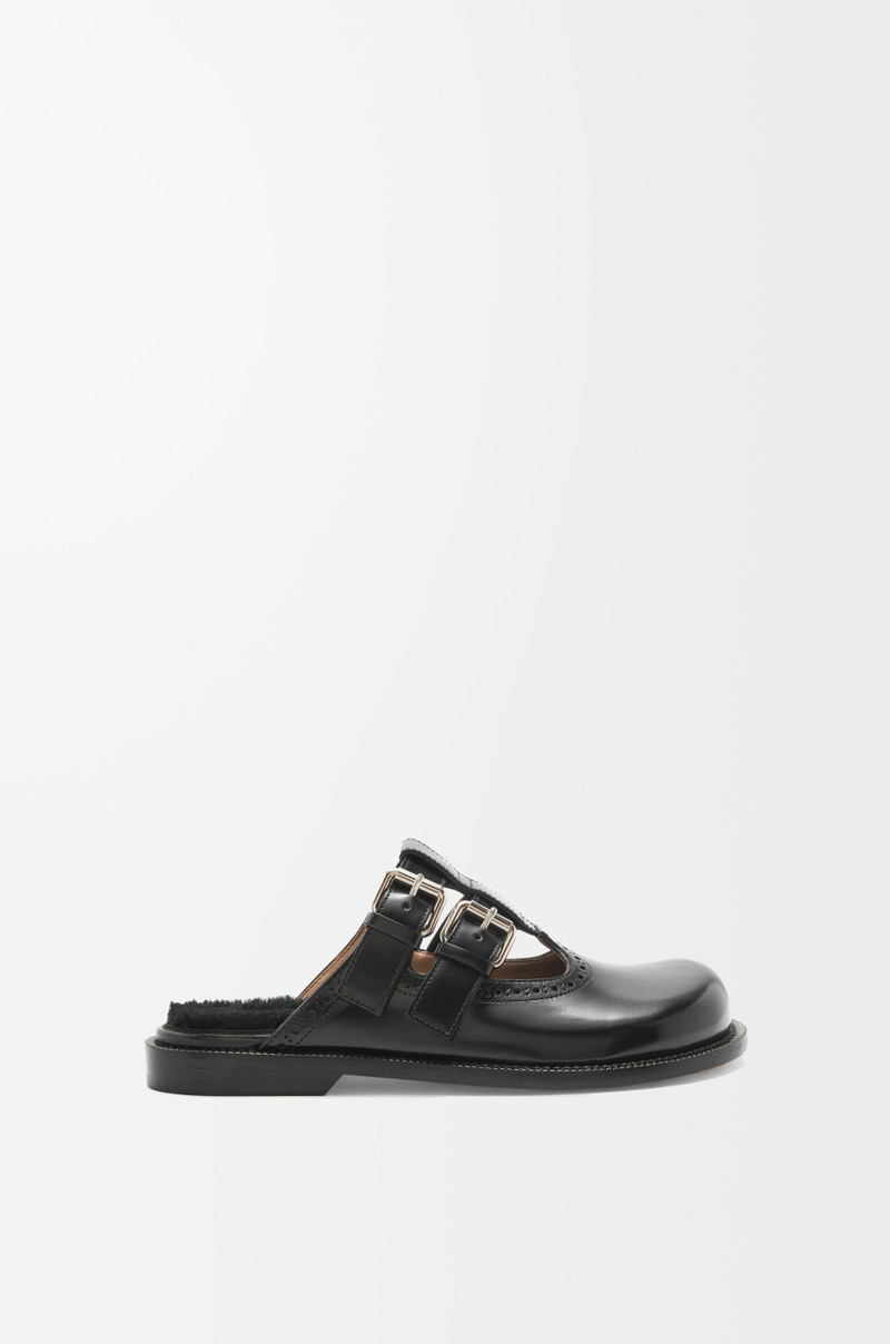 Campo Mary Jane mule in brushed calfskin and shearling 1