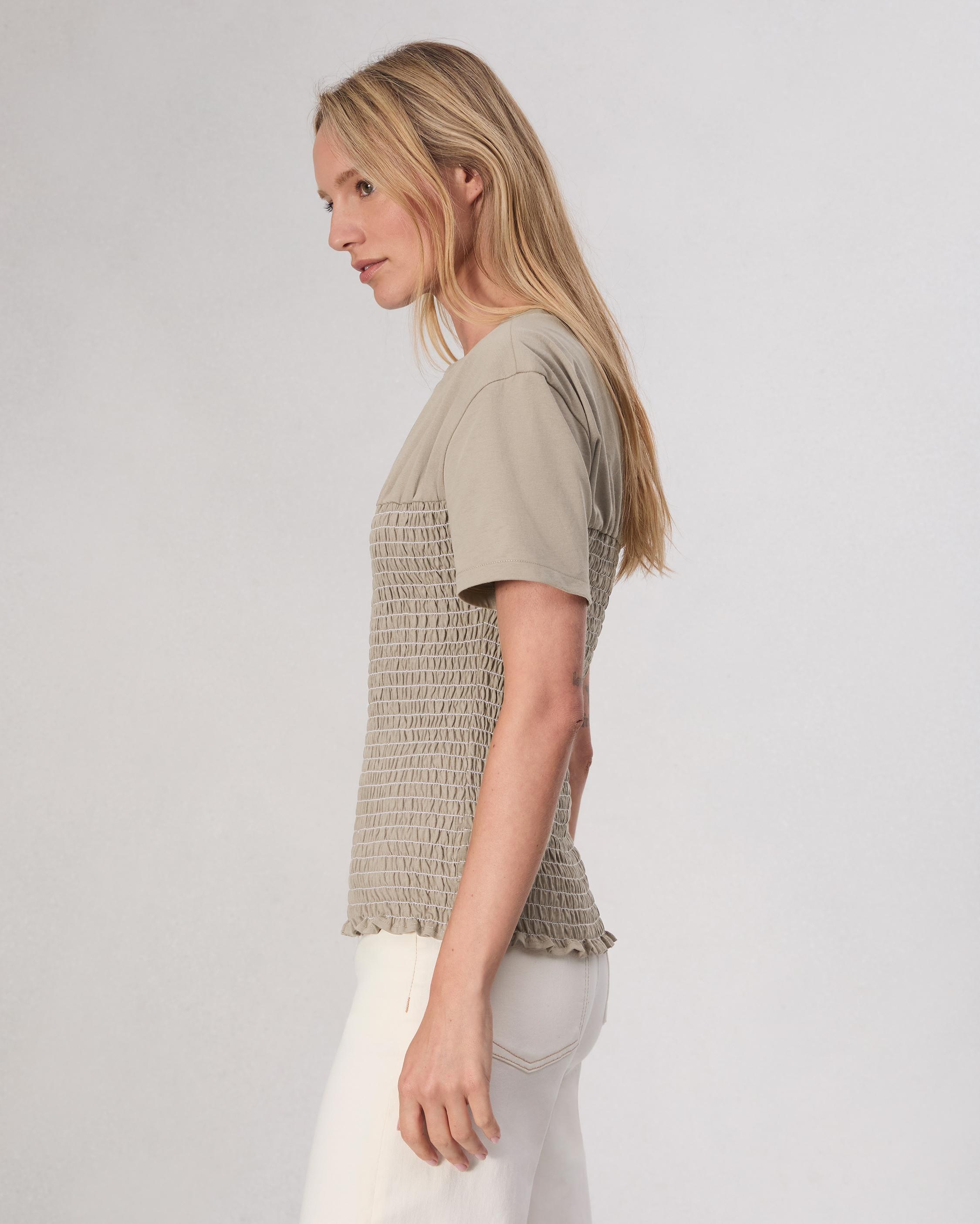 Smocked Cotton Tee - 4
