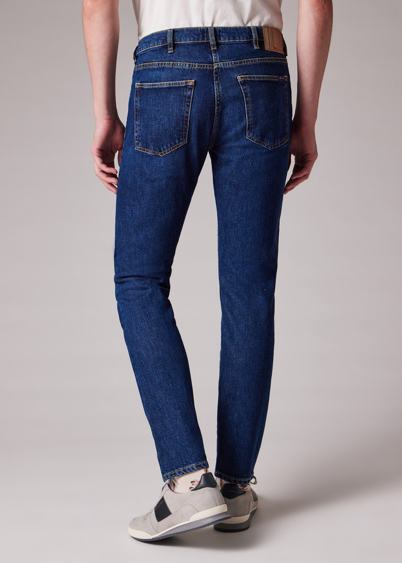 Tapered-Fit Dark-Wash Organic Vintage Stretch Jeans 4