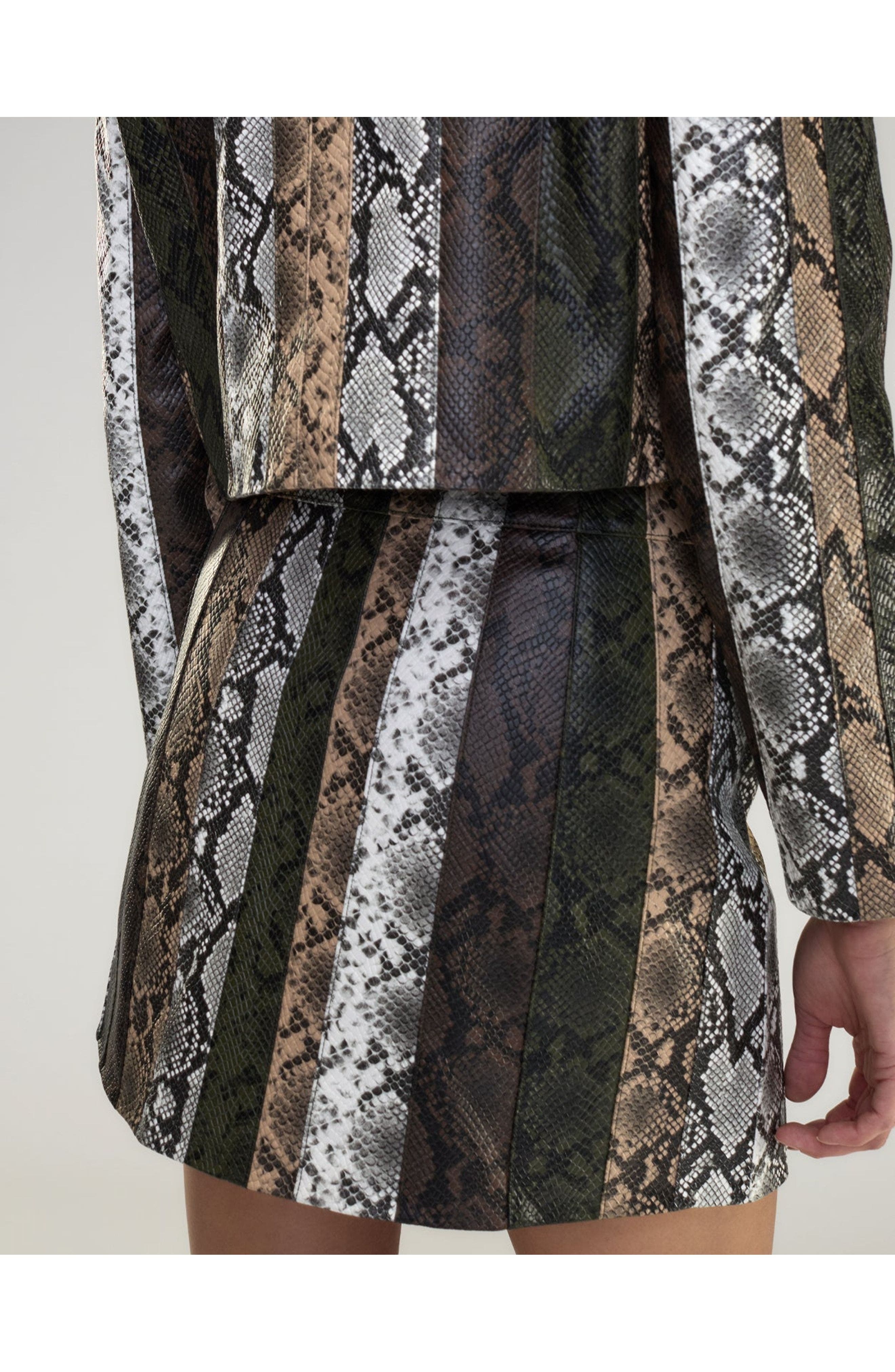 Cynthia Rowley Snake-Embossed Vegan Leather Skirt in Multi at Nordstrom - 9