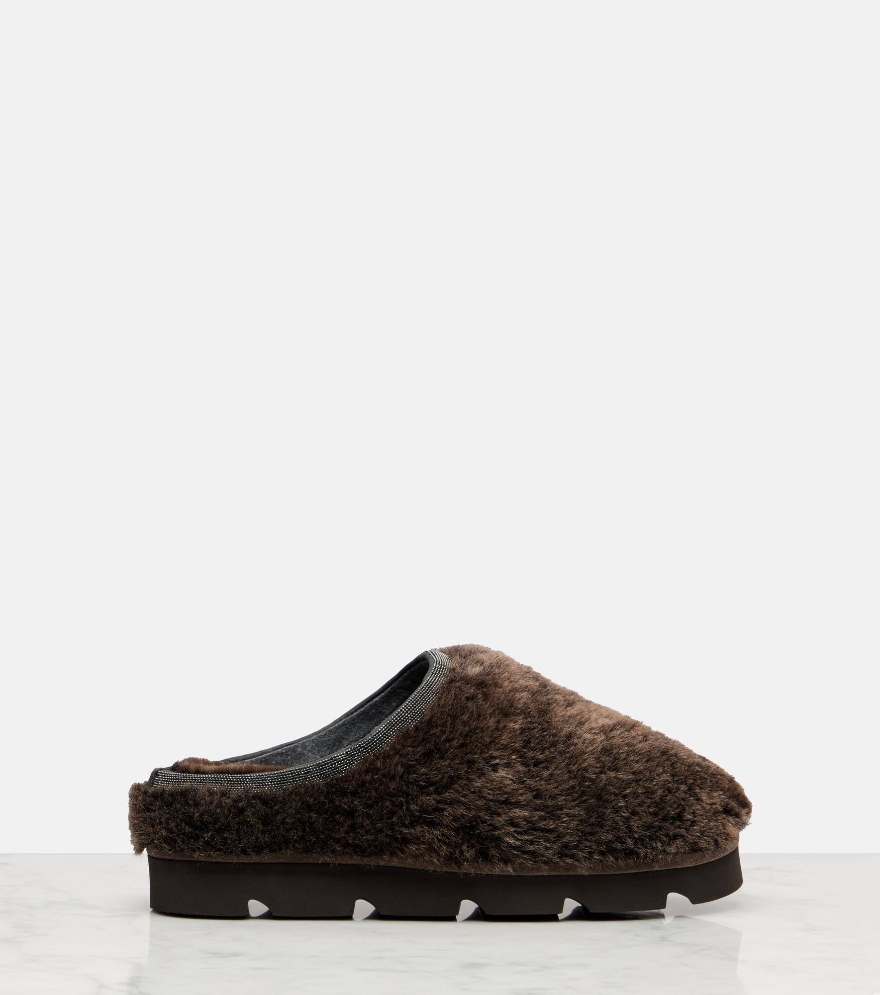 Monili shearling slip-on shoes - 4