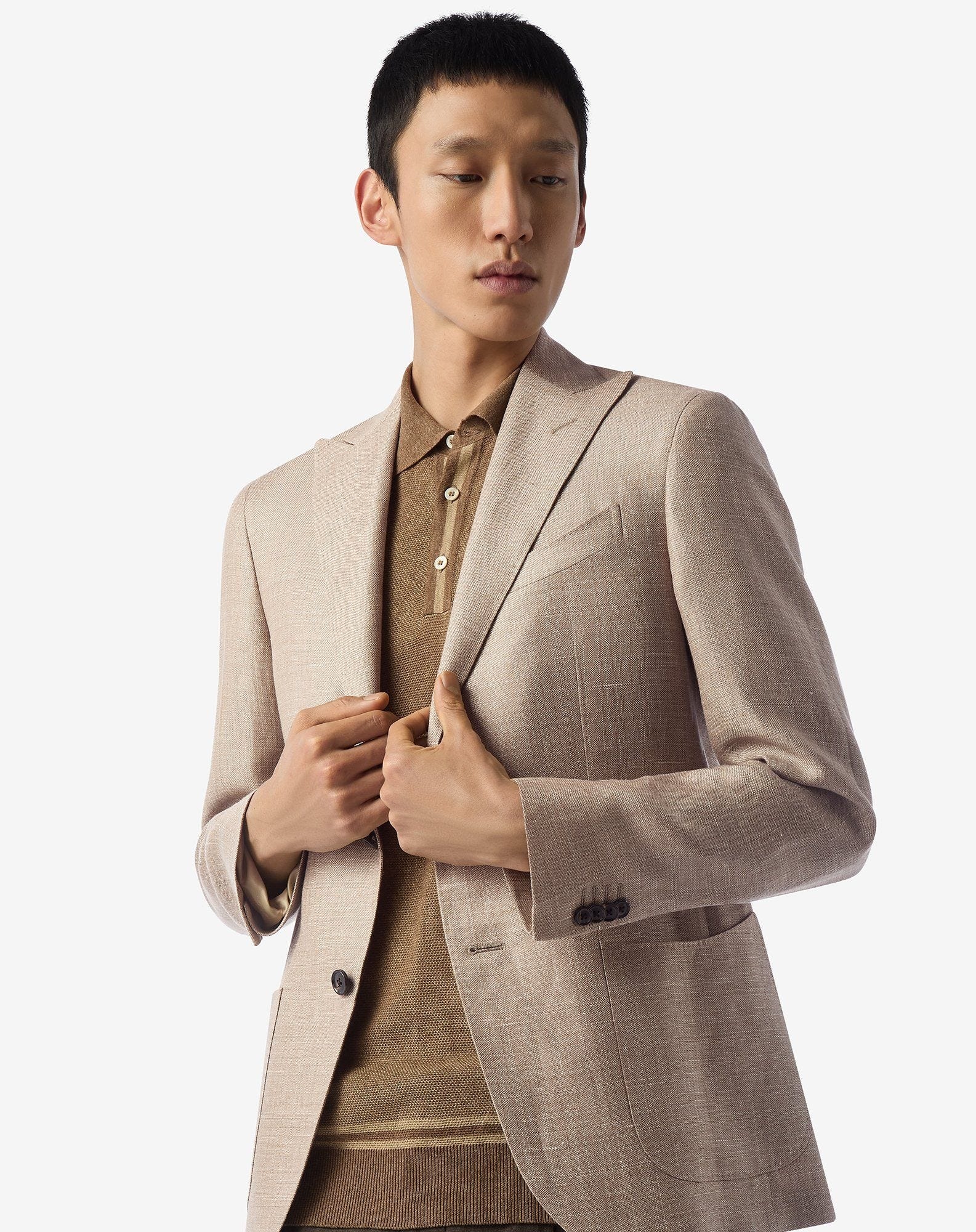 Brown wool and linen jacket - 4