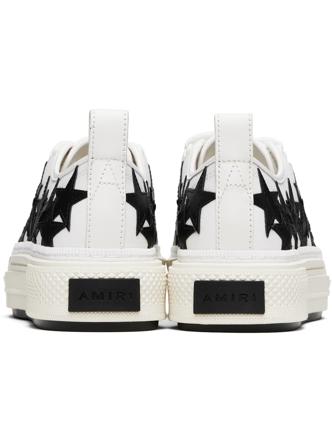 White & Black Stars Court Low Sneakers - 2