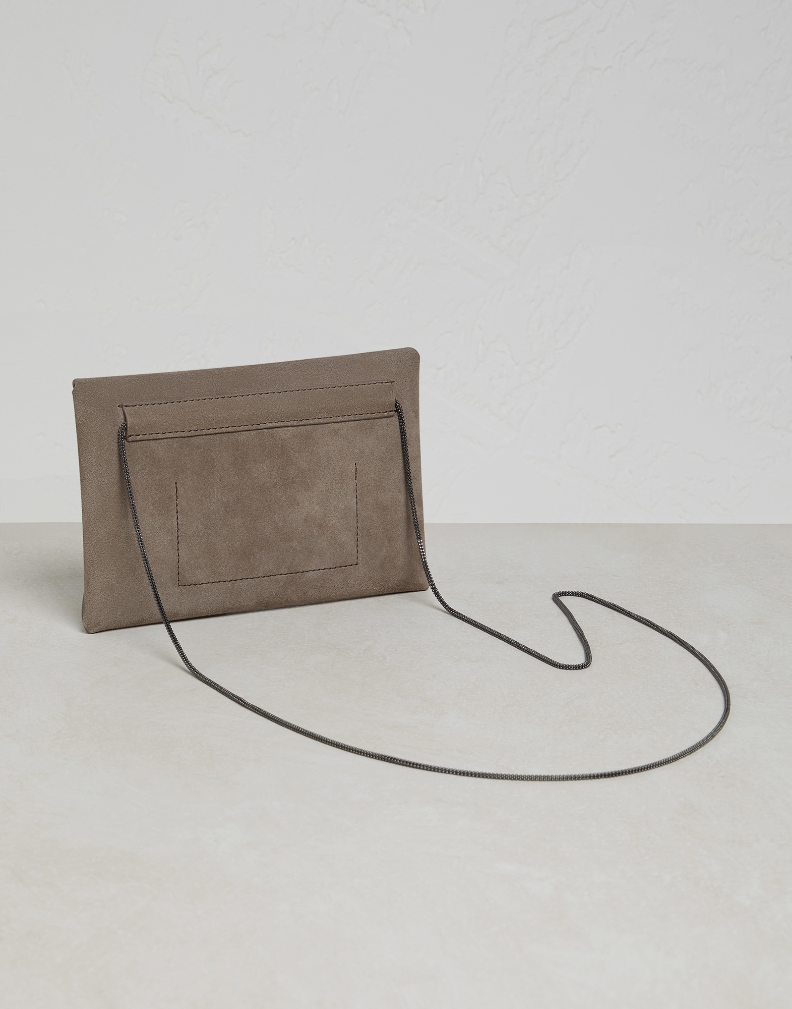 Suede envelope bag with precious chain - 2