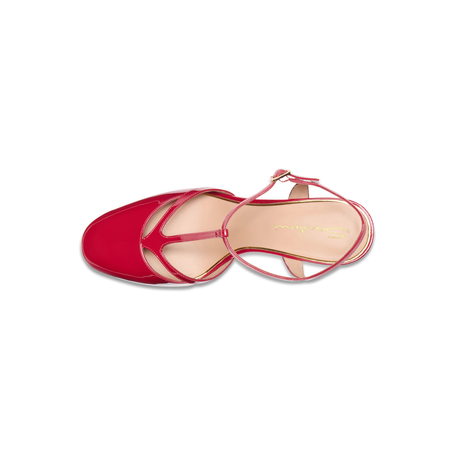 Women's red patent leather high-heel T-bar pump - 5