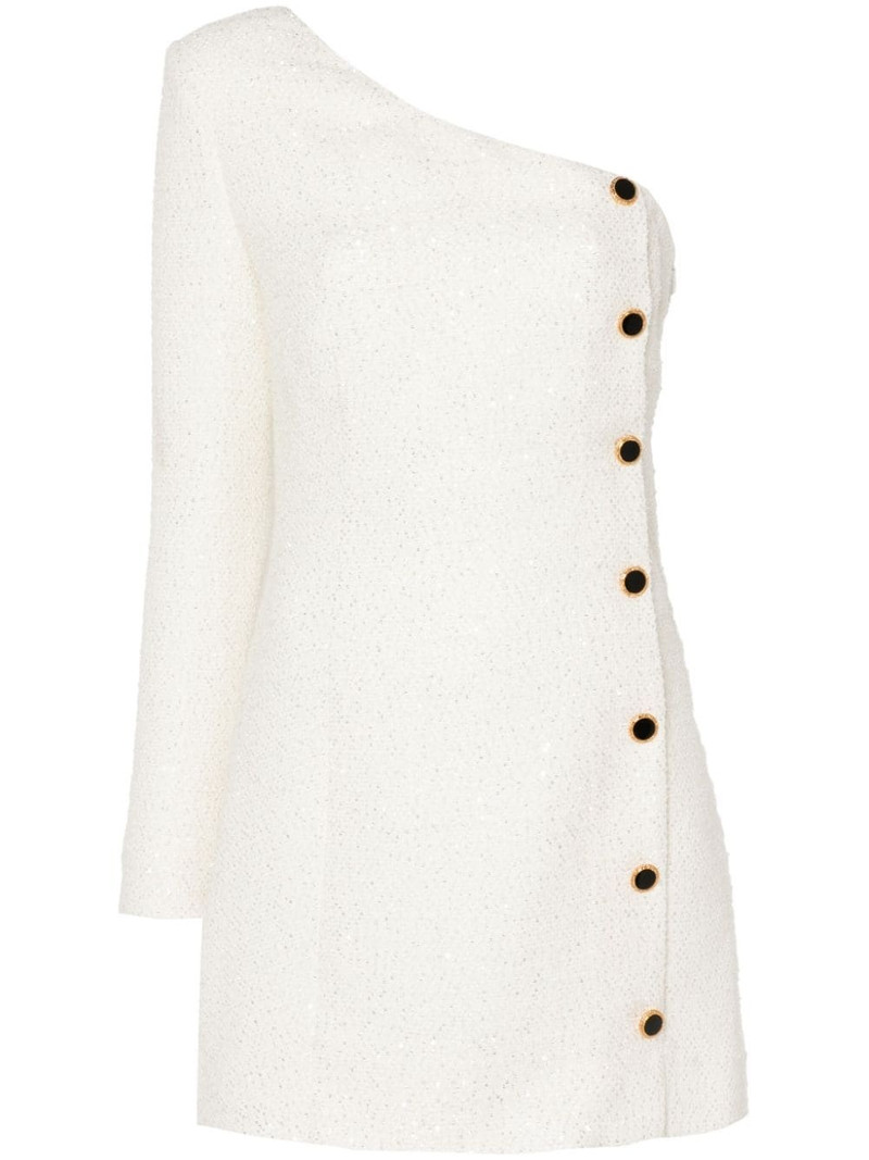 sequined one-sleeve mini dress 1