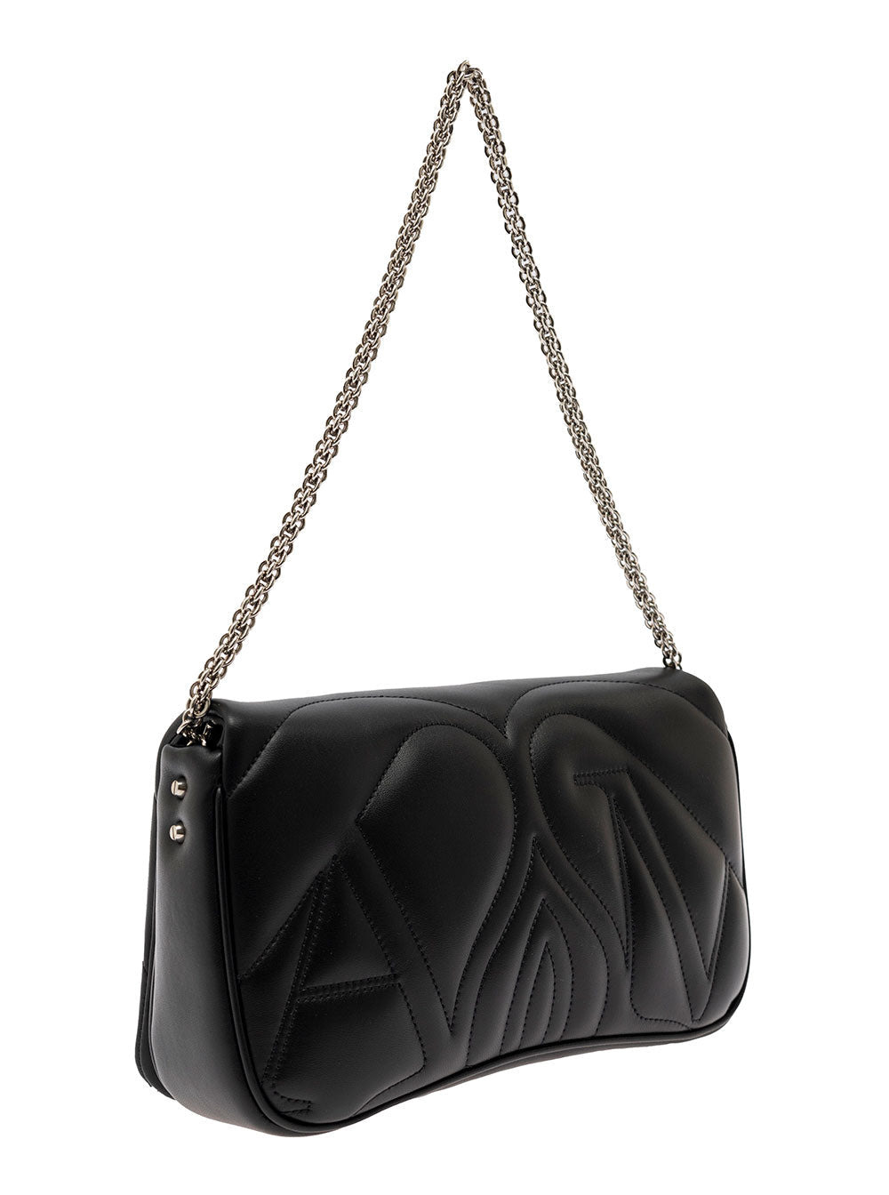 Alexander Mcqueen Women 'The Seal' Black Shoulder Bag With Seal Detail In Matelassé Leather Woman - 2