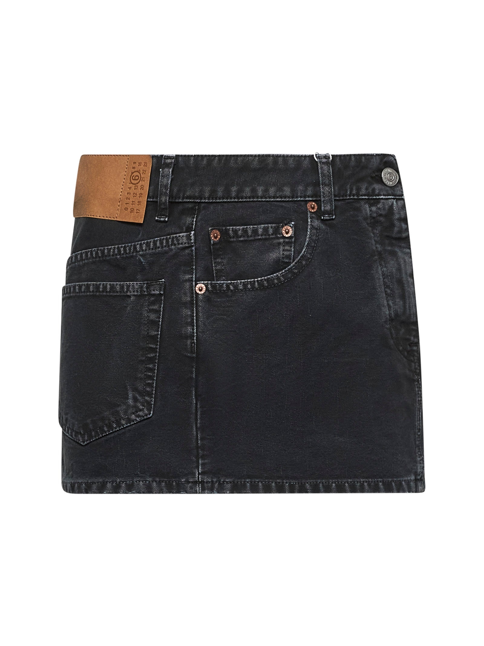 Black denim miniskirt - 1