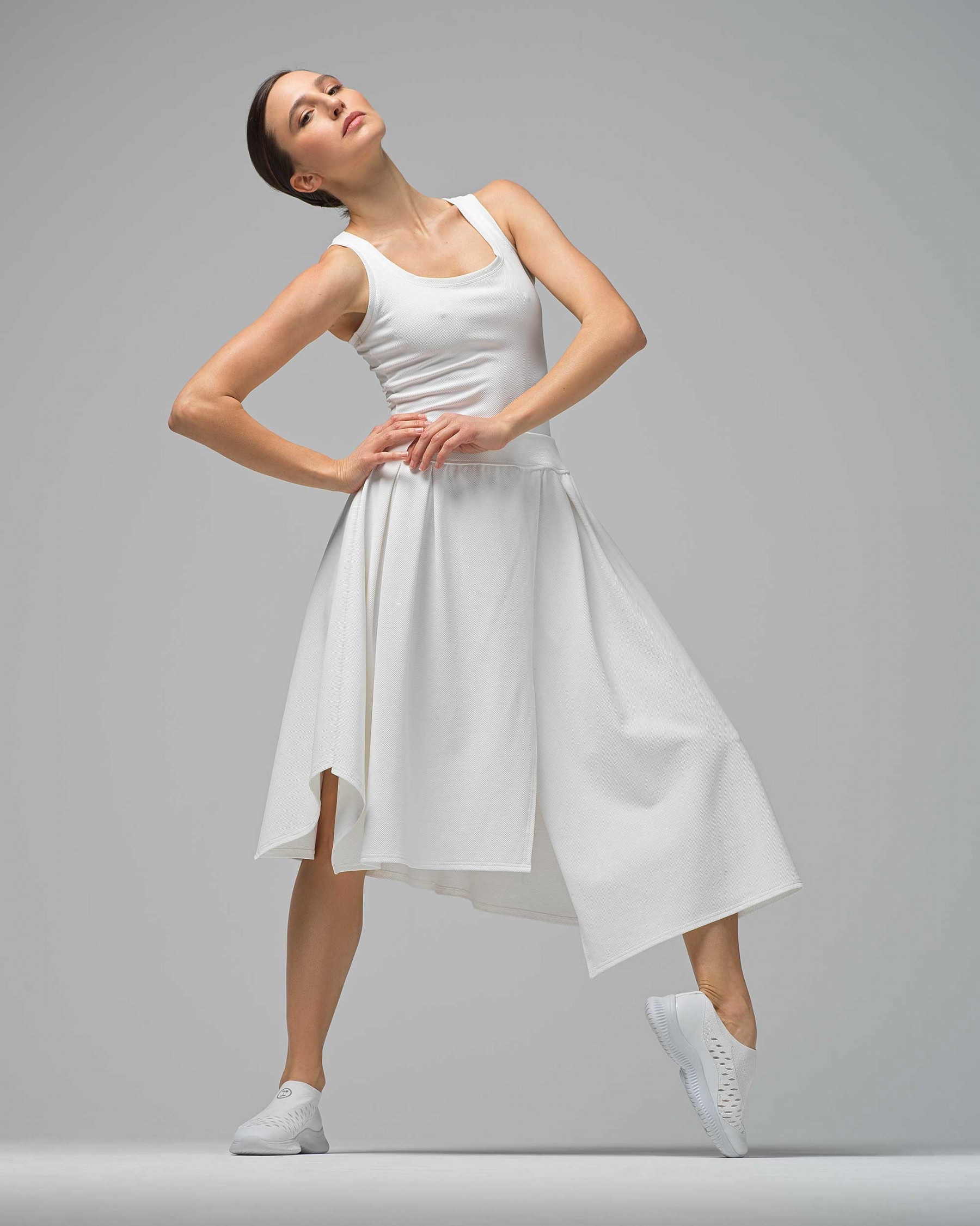 Thin straps stretch pique dress - 1