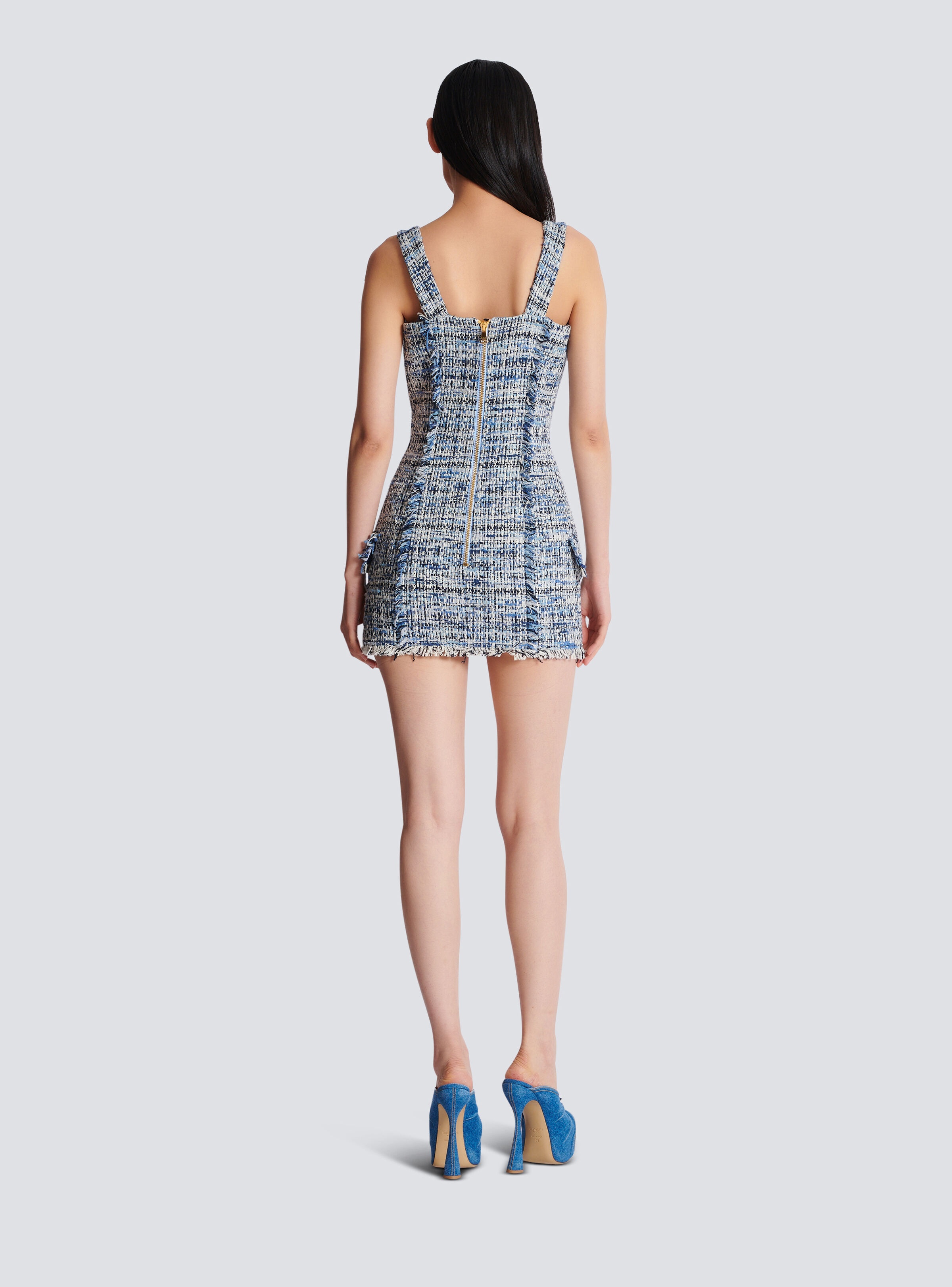 Short tweed dress with straps - 4