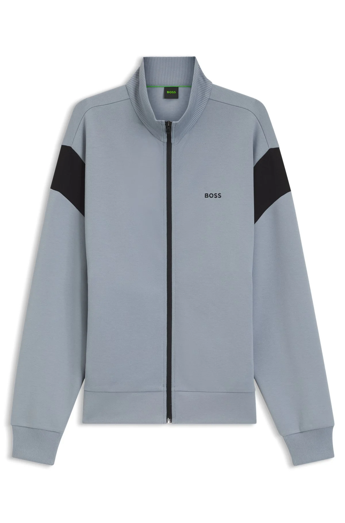 ZIPPERED COTTON-BLEND SWEATSHIRT WITH CONTRAST INSERTS - 1