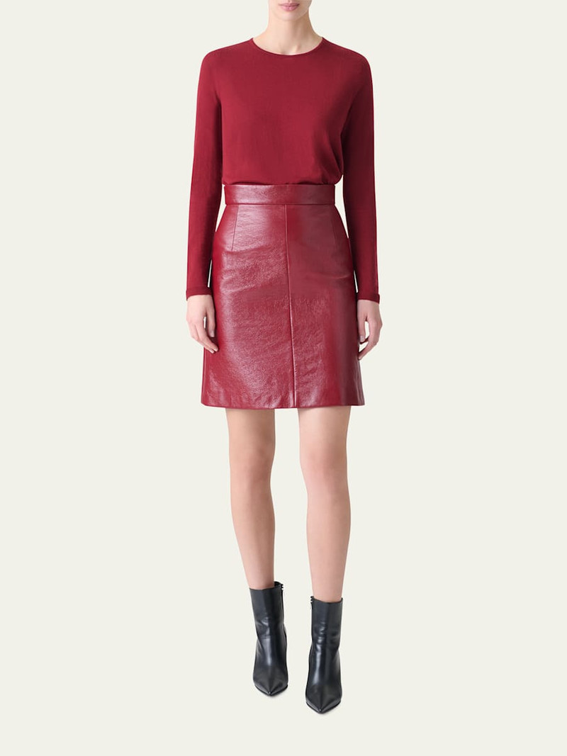 AKRIS Lacquered Leather Short Skirt outlook