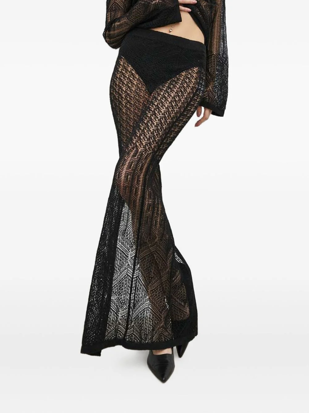 open-work slit maxi skirt - 1