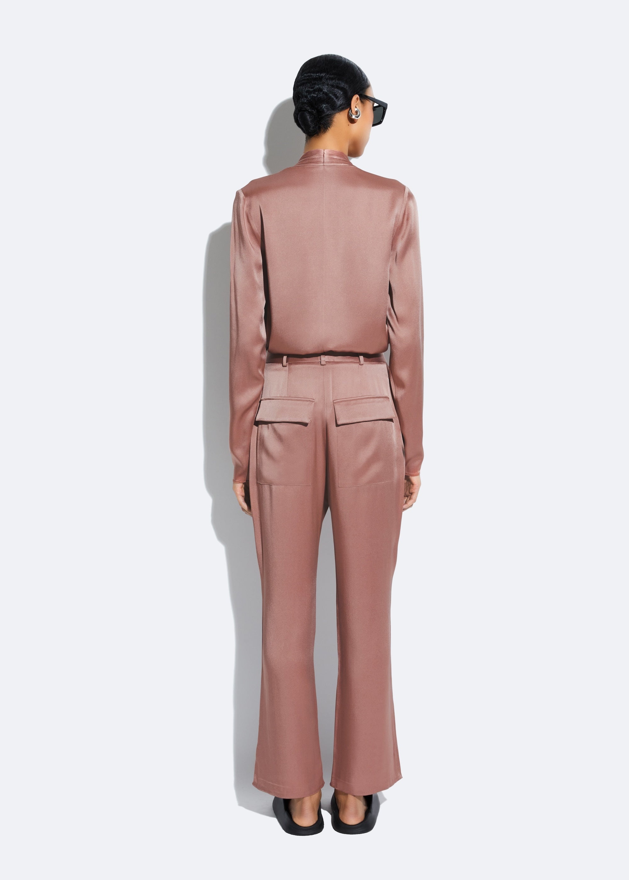 Satin Tapered Pleated Pant - 3