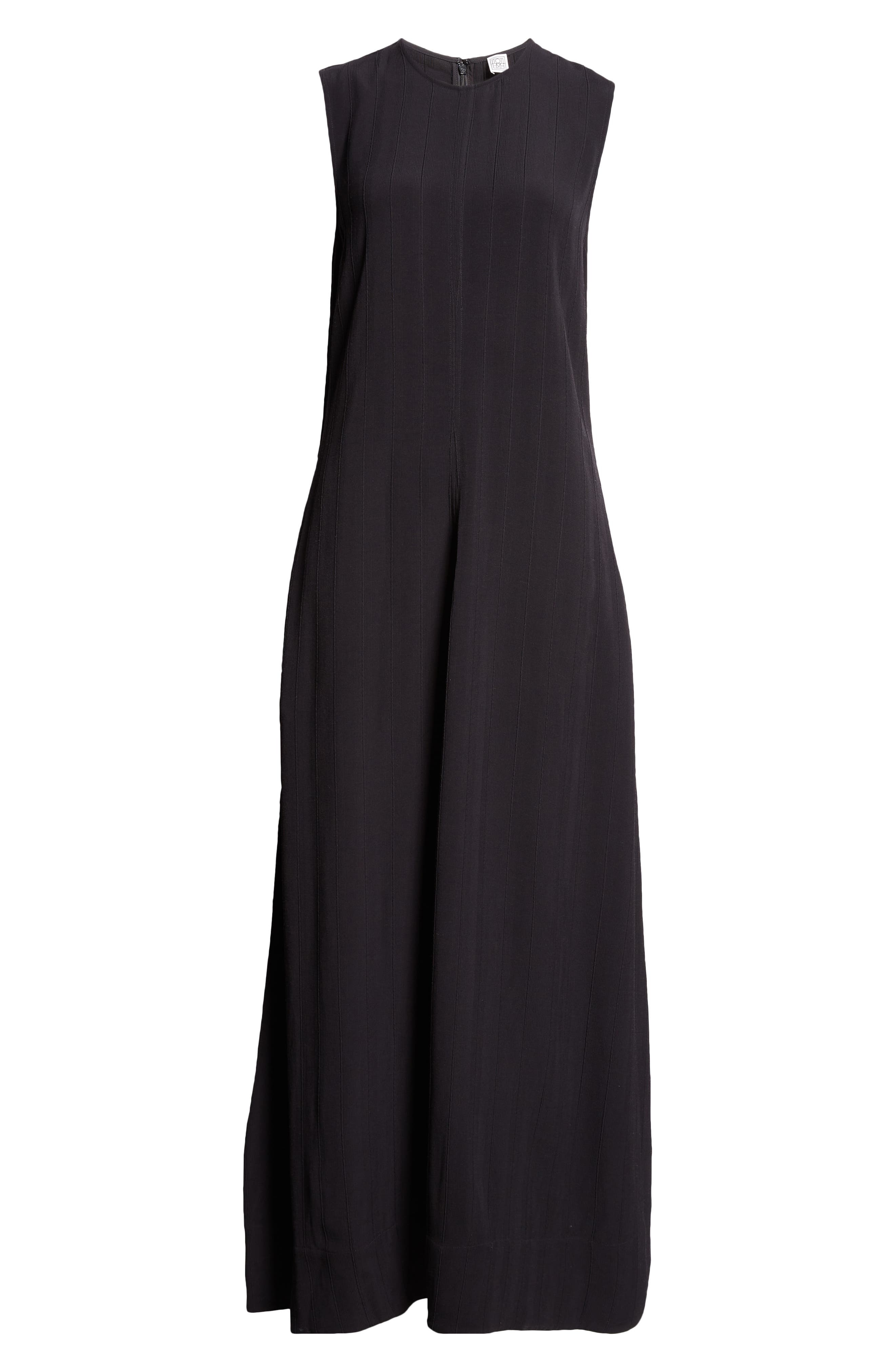 TOTEME Woven Stripe Sleeveless A-Line Dress in Black at Nordstrom - 5